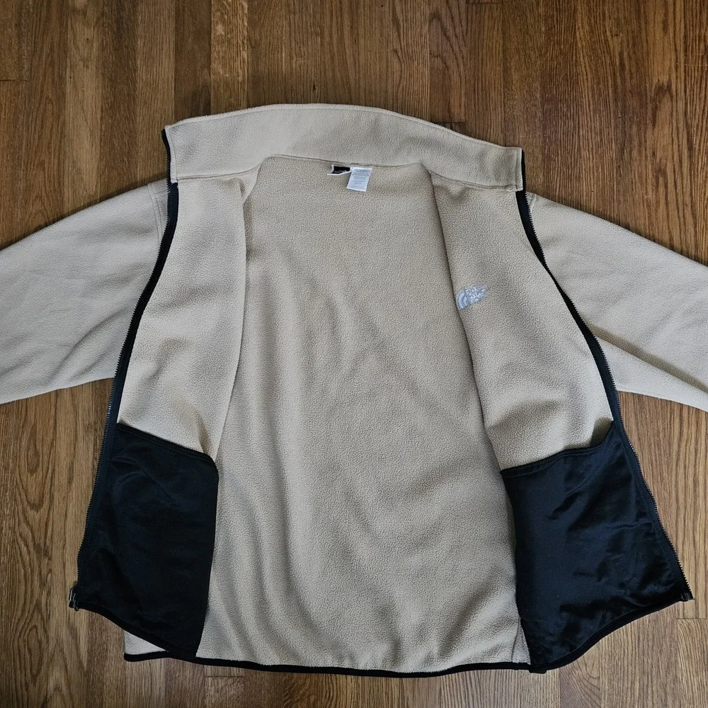 The North Face Fleece Full Zip Up Mock Neck Tan Jacket Mens Size 2XL XXL